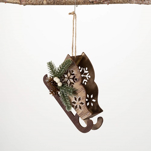 Wooden Sleigh Ornament - Christmas - cute wooden sleigh ornament for sale